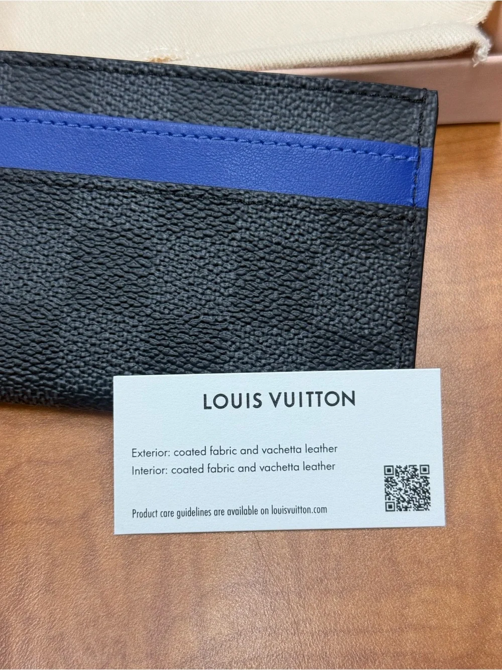 Louis Vuitton Black & Blue Card Holder Wallet Business Credit Lv Monogram